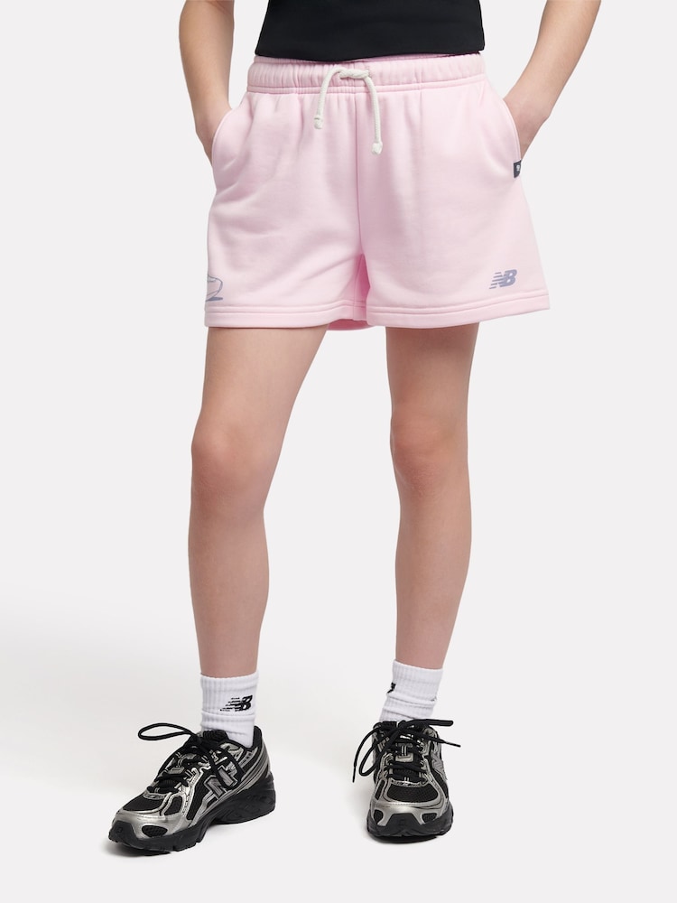 New Balance Pink Kids Floral Sneaker Graphic Shorts - Image 1 of 10
