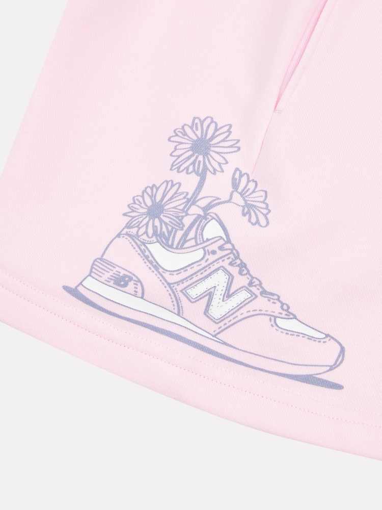New Balance Pink Kids Floral Sneaker Graphic Shorts - Image 10 of 10