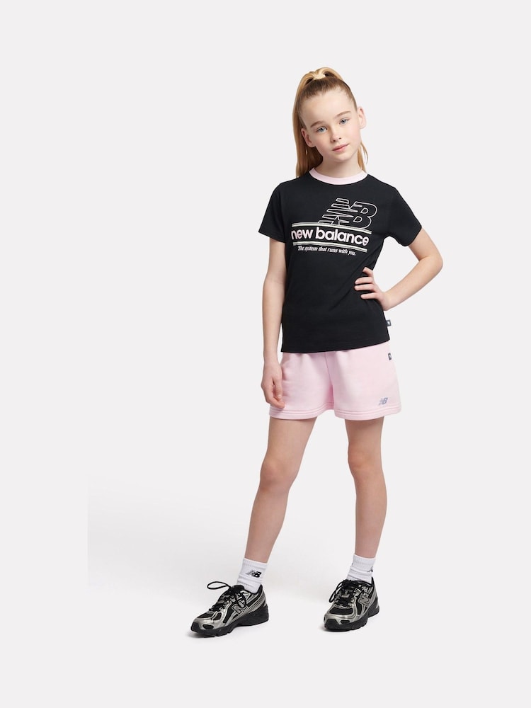 New Balance Pink Kids Floral Sneaker Graphic Shorts - Image 3 of 10
