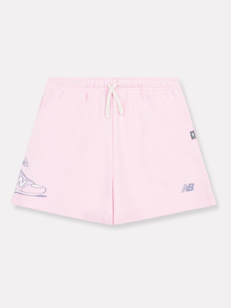 New Balance Pink Kids Floral Sneaker Graphic Shorts - Image 6 of 10