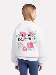 New Balance Cotton White Girls Floral Circle Graphic Sweatshirt - Image 3 of 5