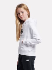 New Balance White Kids French Terry Stacked Logo Hoodie - Image 2 of 5