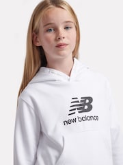 New Balance White Kids French Terry Stacked Logo Hoodie - Image 4 of 5