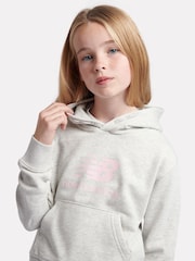 New Balance Grey Kids French Terry Stacked Logo Hoodie - Image 4 of 5