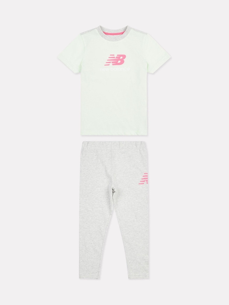 New Balance Grey Kids Jersey T-Shirt & Leggings Set - Image 1 of 5