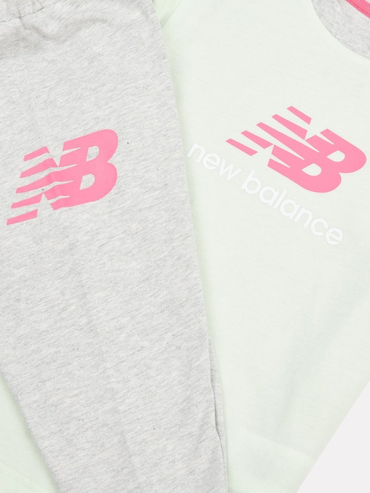 New Balance Grey Kids Jersey T-Shirt & Leggings Set - Image 3 of 5