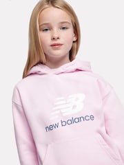 Roze - New Balance Kids French Terry Stacked Logo Hoodie - Image 5 of 7