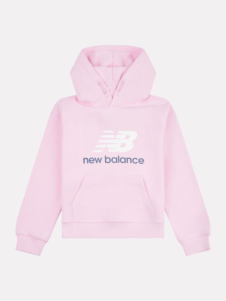 Roze - New Balance Kids French Terry Stacked Logo Hoodie - Image 6 of 7