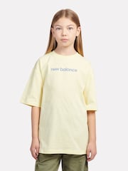 New Balance Yellow Kids Floral Sneaker Back Graphics 100% Cotton T-Shirt - Image 1 of 9