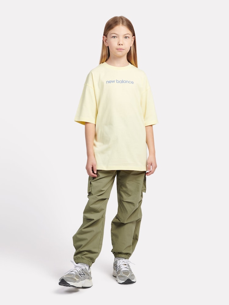 New Balance Yellow Kids Floral Sneaker Back Graphics 100% Cotton T-Shirt - Image 4 of 9