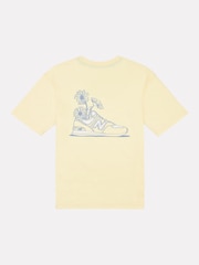 New Balance Yellow Kids Floral Sneaker Back Graphics 100% Cotton T-Shirt - Image 7 of 9
