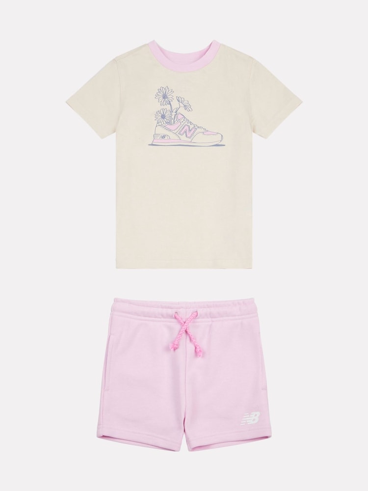 New Balance Natural Kids Jersey Ringer T-Shirt & Shorts Set - Image 1 of 5