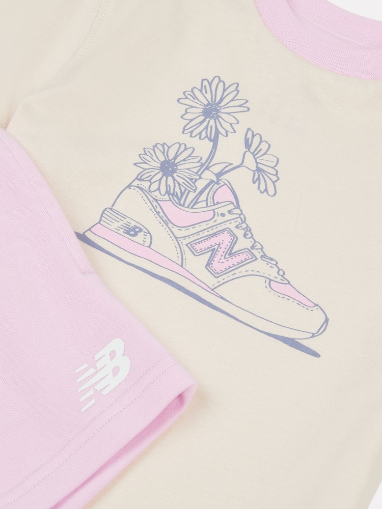 New Balance Natural Kids Jersey Ringer T-Shirt & Shorts Set - Image 3 of 5