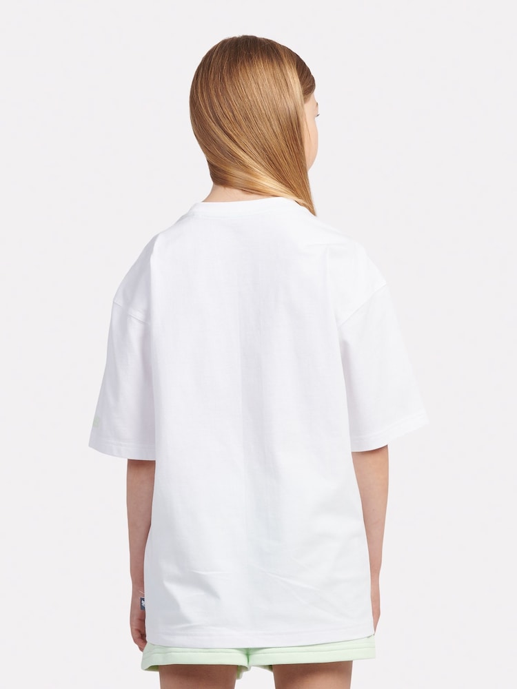 New Balance White Kids Tennis Girl Graphic 100% Cotton T-Shirt - Image 3 of 8