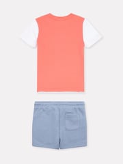 New Balance White/Blue Kids Jersey Ringer T-Shirt & Shorts Set - Image 2 of 3