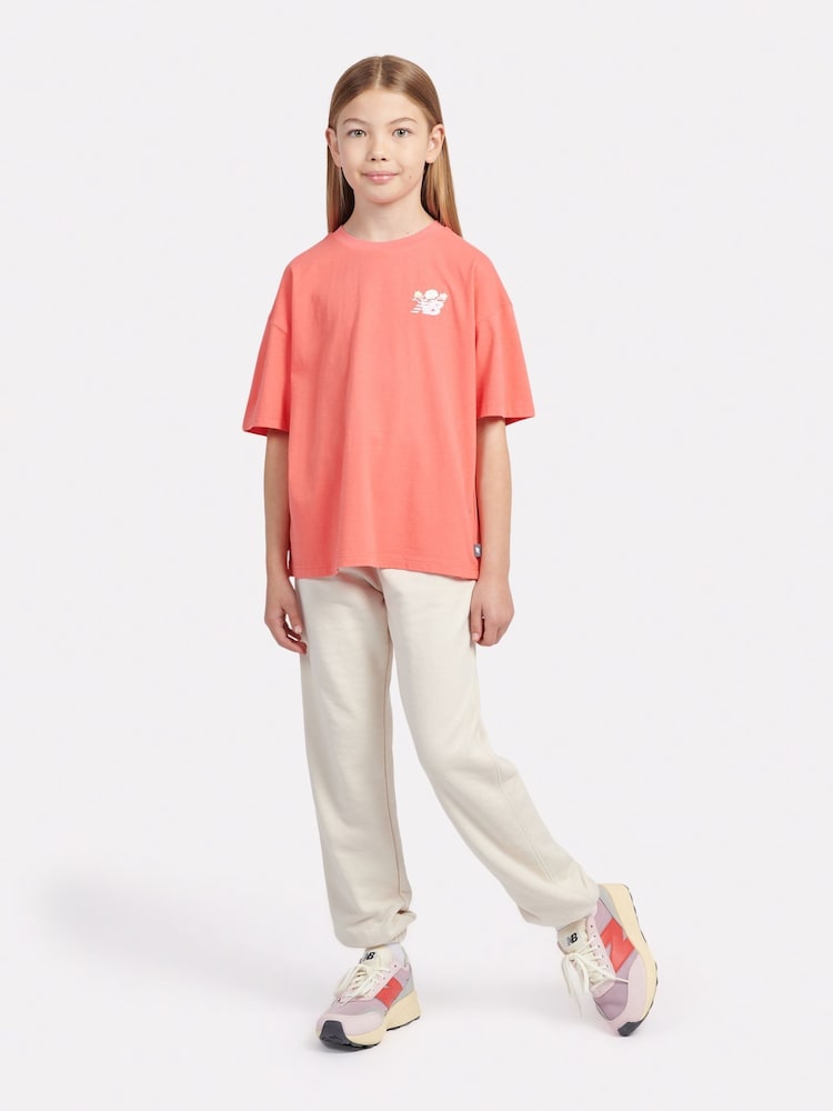 New Balance Red Kids Floral Vines Back Graphic 100% Cotton T-Shirt - Image 5 of 10