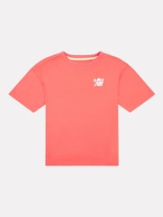 New Balance Red Kids Floral Vines Back Graphic 100% Cotton T-Shirt - Image 7 of 10