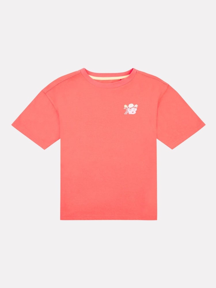 New Balance Red Kids Floral Vines Back Graphic 100% Cotton T-Shirt - Image 7 of 10