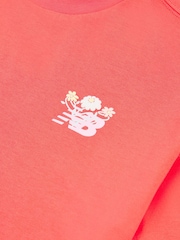 New Balance Red Kids Floral Vines Back Graphic 100% Cotton T-Shirt - Image 9 of 10