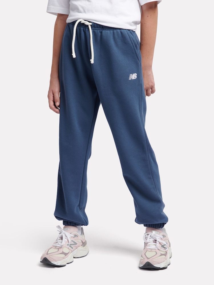 New Balance Blue Kids French Terry Small Logo Joggers - Image 1 of 5