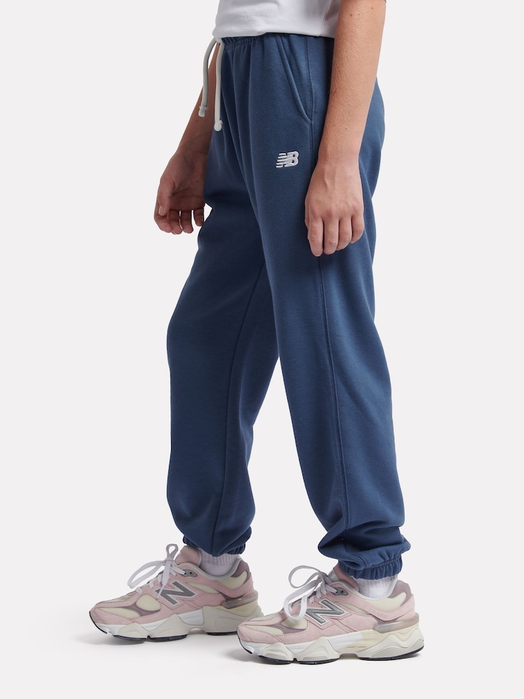 New Balance Blue Kids French Terry Small Logo Joggers - Image 2 of 5