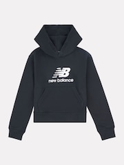 New Balance Black Kids French Terry Stacked Logo Hoodie - Image 5 of 9