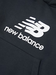 New Balance Black Kids French Terry Stacked Logo Hoodie - Image 7 of 9