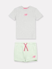 New Balance Light Grey Kids Jersey Ringer T-Shirt & Shorts Set - Image 1 of 1