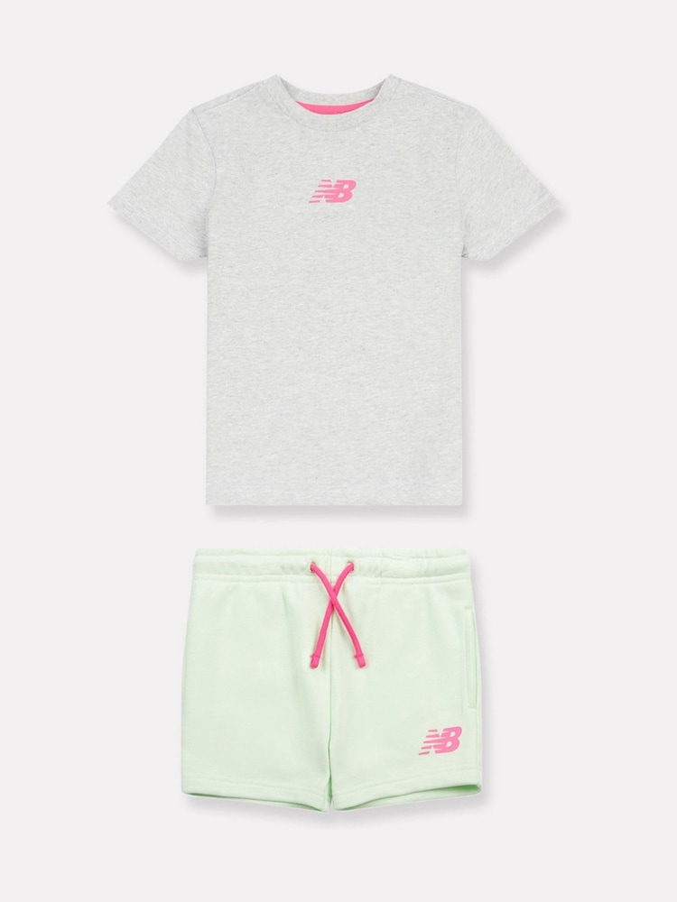 New Balance Light Grey Kids Jersey Ringer T-Shirt & Shorts Set - Image 1 of 6 New Balance Light Grey Kids Jersey Ringer T-Shirt & Shorts Set - Image 1 of 6