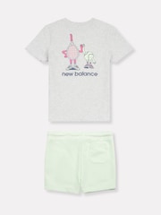 New Balance Light Grey Kids Jersey Ringer T-Shirt & Shorts Set - Image 2 of 6