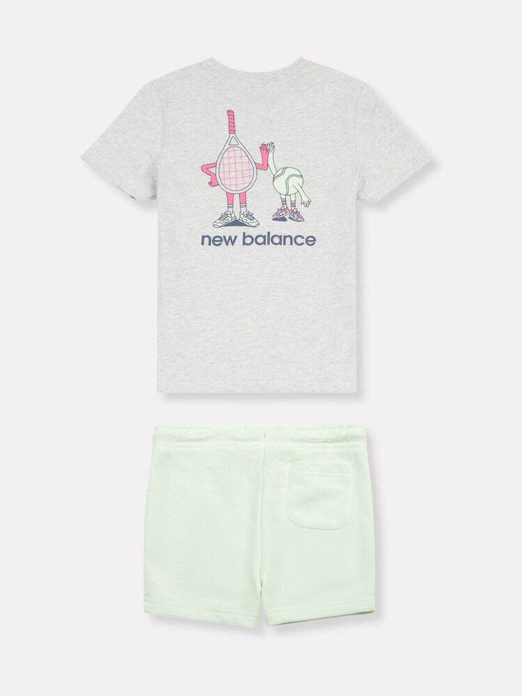 New Balance Light Grey Kids Jersey Ringer T-Shirt & Shorts Set - Image 2 of 6