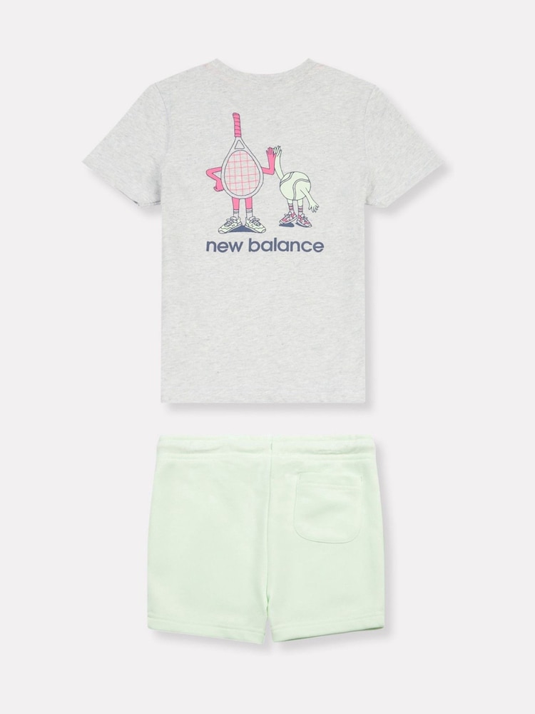New Balance Light Grey Kids Jersey Ringer T-Shirt & Shorts Set - Image 2 of 6 New Balance Light Grey Kids Jersey Ringer T-Shirt & Shorts Set - Image 2 of 6