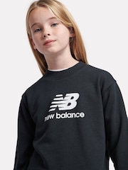 New Balance Black Kids French Terry Stacked Logo Crew Sweatshirt - Image 5 of 5