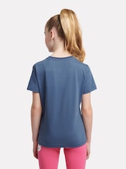 New Balance Blue Girls 100% Cotton Stacked Logo T-Shirt - Image 3 of 4