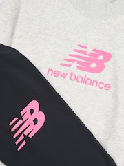 New Balance Dark Grey Kids Stacked Logo 100% Cotton T-Shirt & Cycle Shorts Set - Image 7 of 9