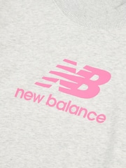 New Balance Dark Grey Kids Stacked Logo 100% Cotton T-Shirt & Cycle Shorts Set - Image 8 of 9