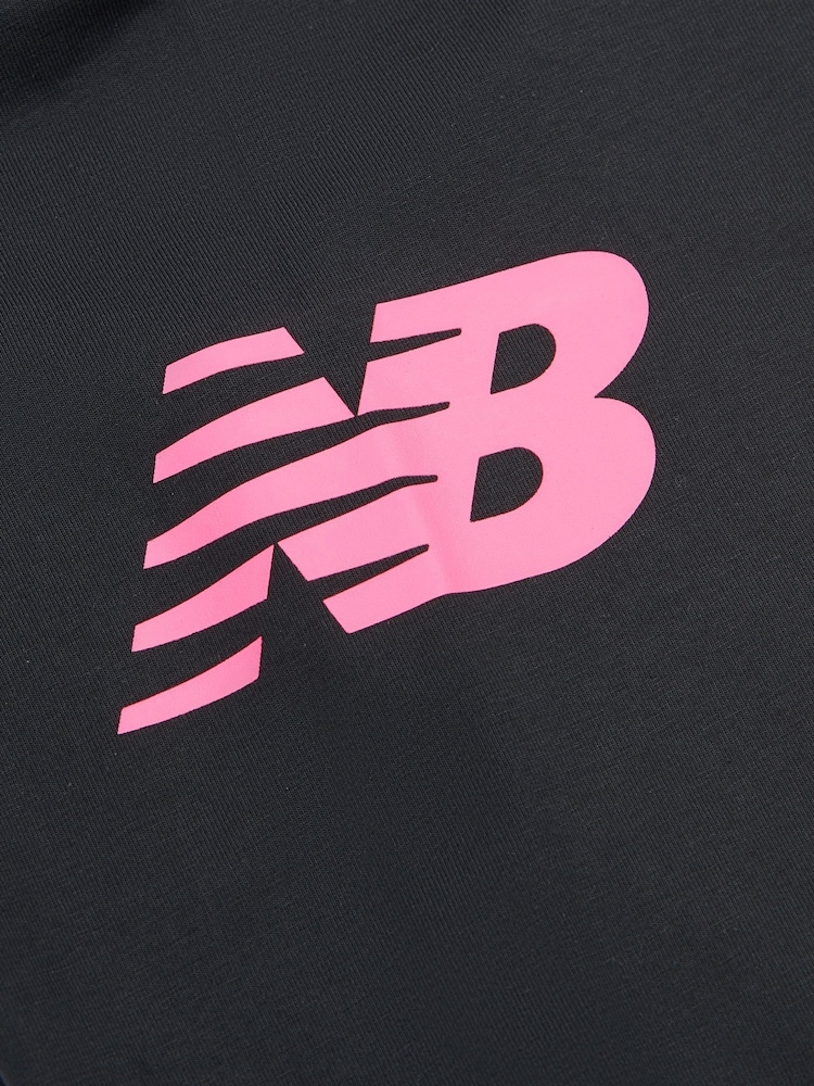 New Balance Dark Grey Kids Stacked Logo 100% Cotton T-Shirt & Cycle Shorts Set - Image 9 of 9