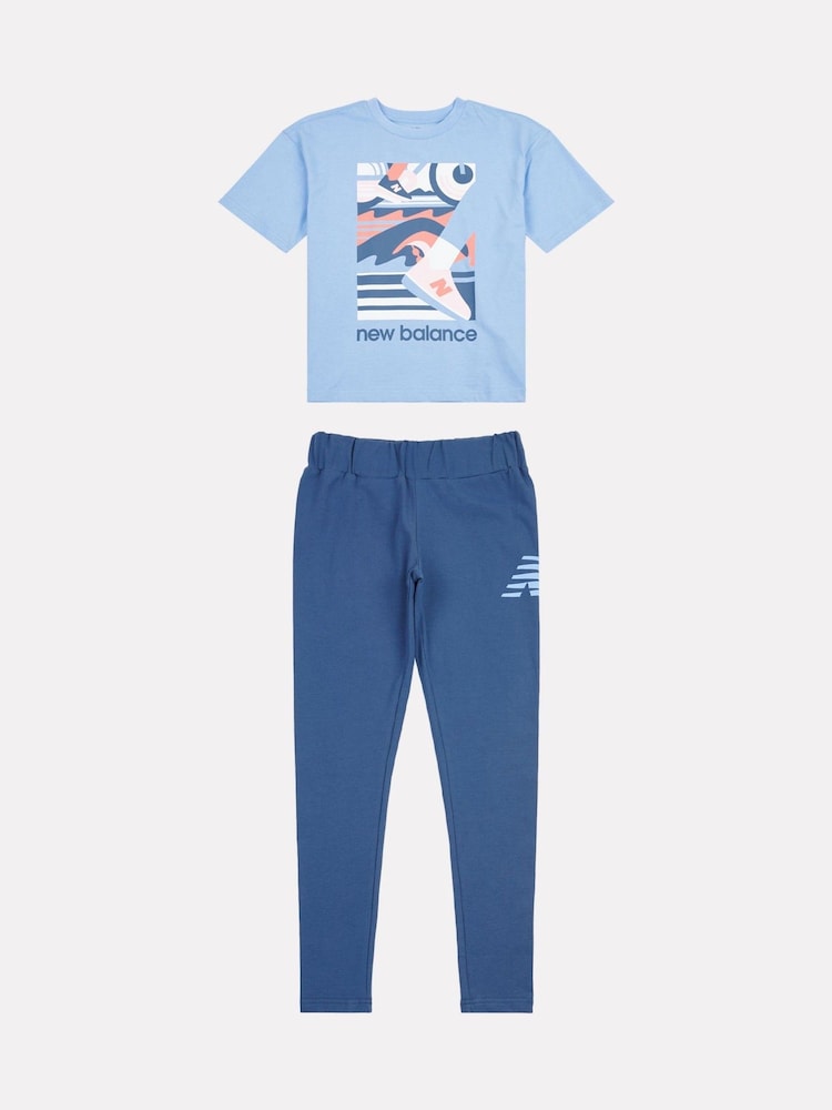 New Balance Blue Kids Greatest Hits Graphic T-Shirt and Leggings Set - Image 5 of 9