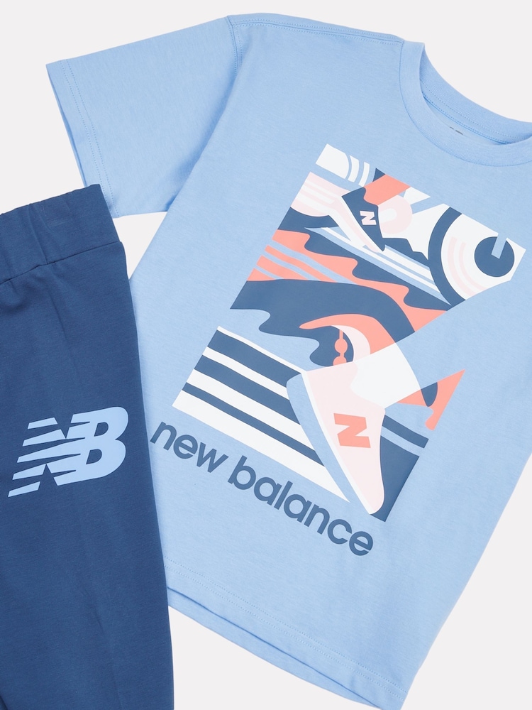 New Balance Blue Kids Greatest Hits Graphic T-Shirt and Leggings Set - Image 7 of 9