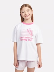 New Balance White Kids Running Club Graphic 100% Cotton T-Shirt - Image 1 of 8