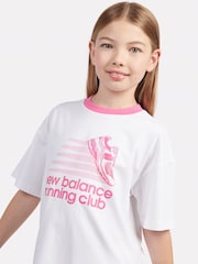 New Balance White Kids Running Club Graphic 100% Cotton T-Shirt - Image 5 of 8