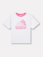 New Balance White Kids Running Club Graphic 100% Cotton T-Shirt - Image 7 of 8