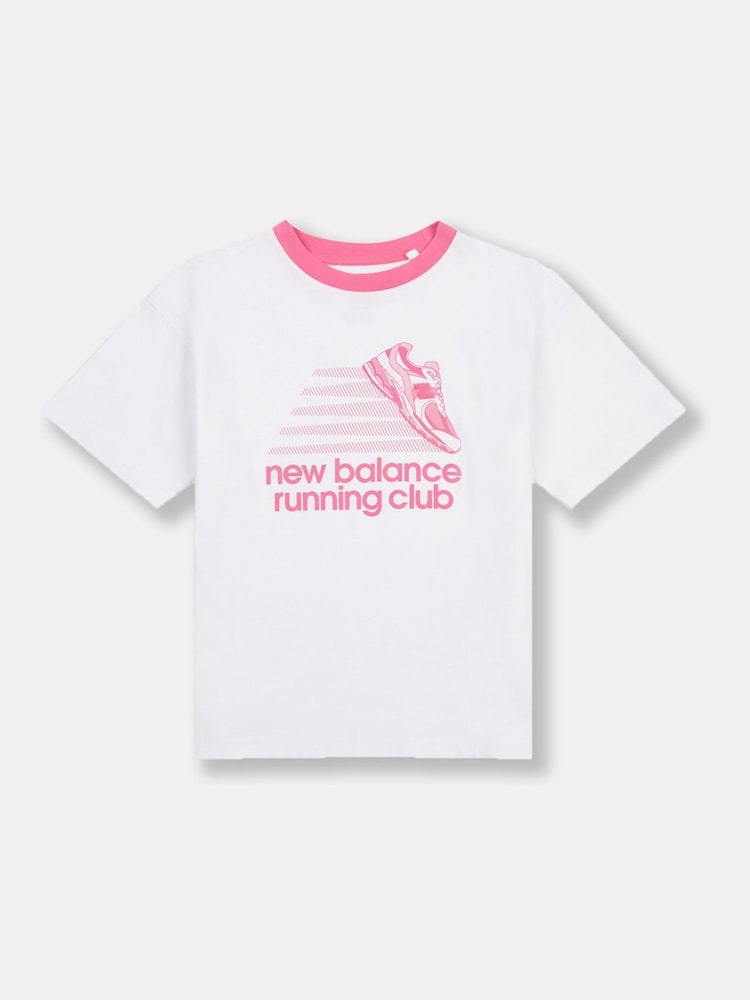 New Balance White Kids Running Club Graphic 100% Cotton T-Shirt - Image 7 of 8