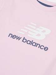 Розовый - New Balance Kids Jersey Ringer T-Shirt & Shorts Set - Image 4 of 5
