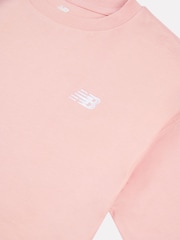 New Balance Dark Pink Small Girls Logo 100% Cotton T-Shirt - Image 8 of 8