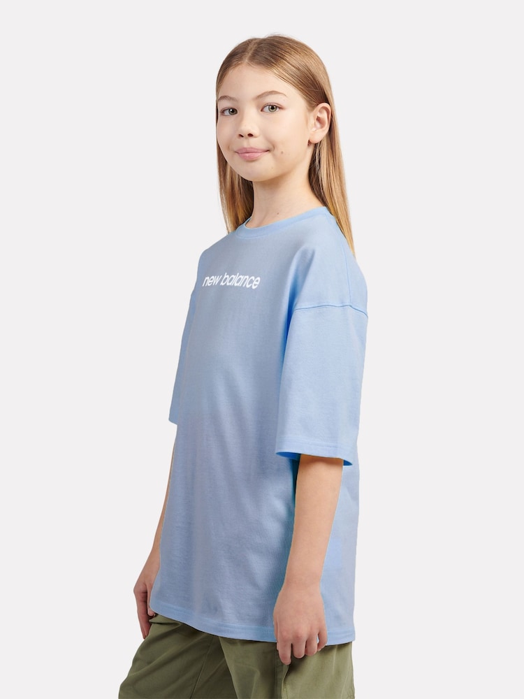 New Balance Blue Kids Floral Sneaker Back Graphics 100% Cotton T-Shirt - Image 3 of 10