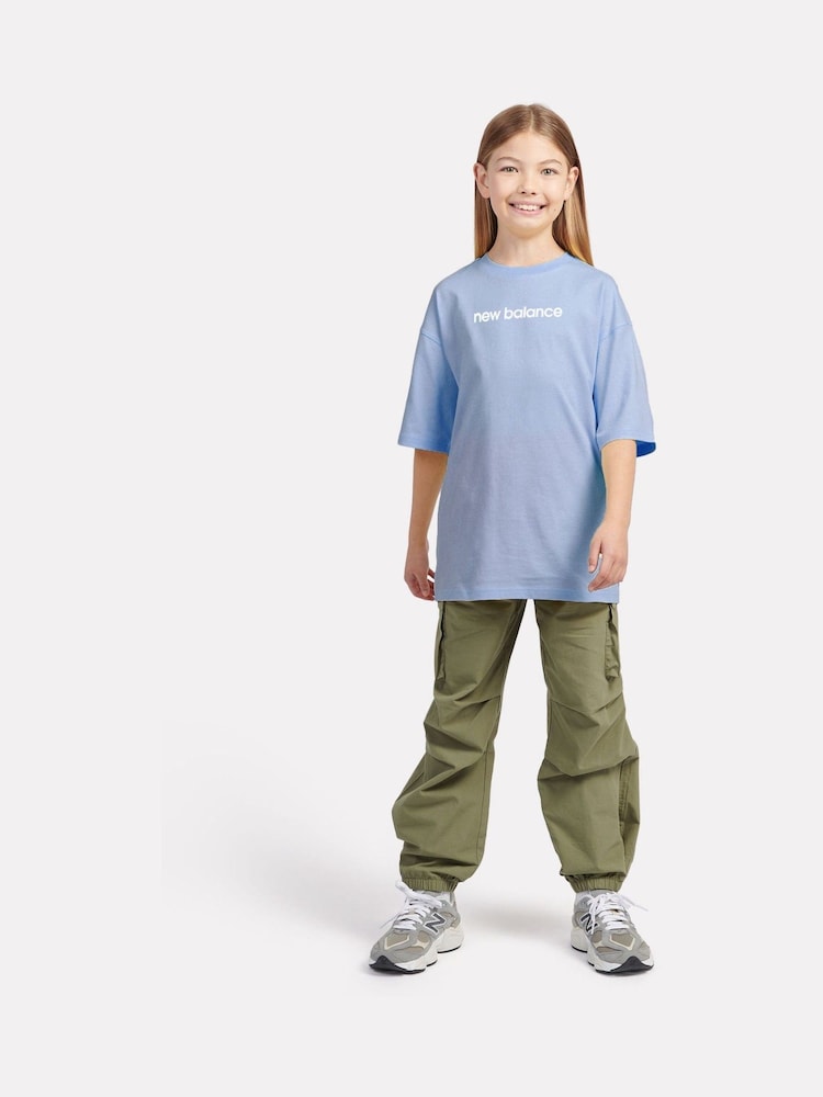 New Balance Blue Kids Floral Sneaker Back Graphics 100% Cotton T-Shirt - Image 4 of 10