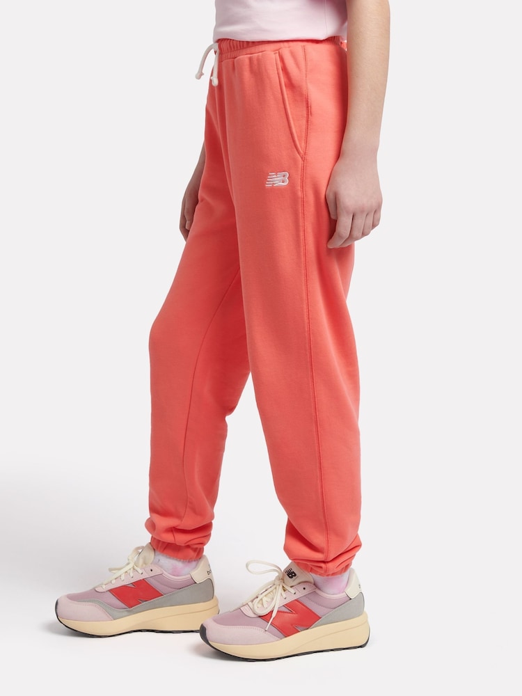 New Balance Red Kids French Terry Small Logo Joggers - Image 2 of 8
