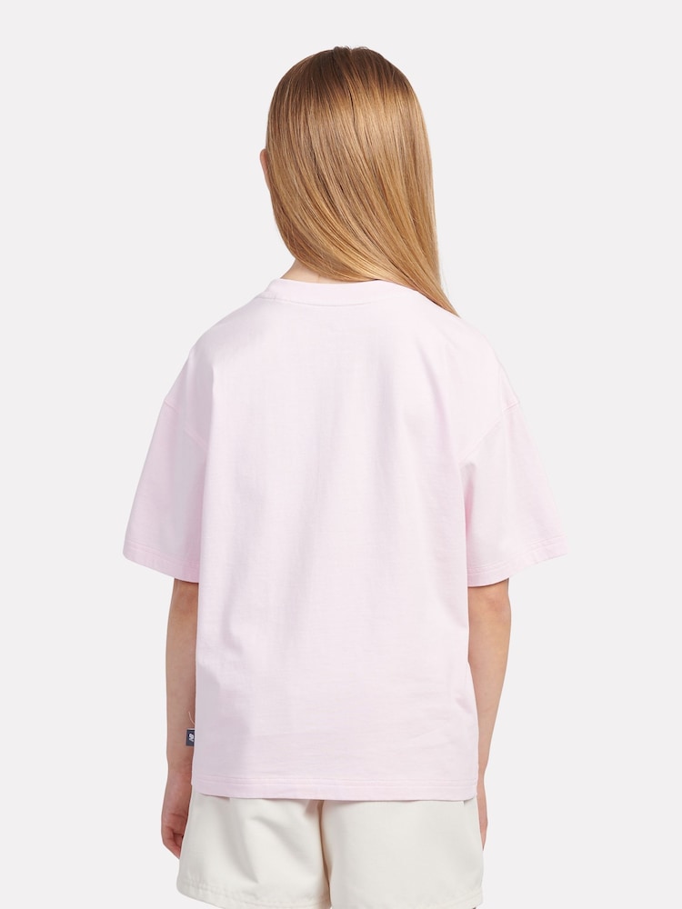 New Balance Pink Kids Floral Graphic 100% Cotton T-Shirt - Image 3 of 6