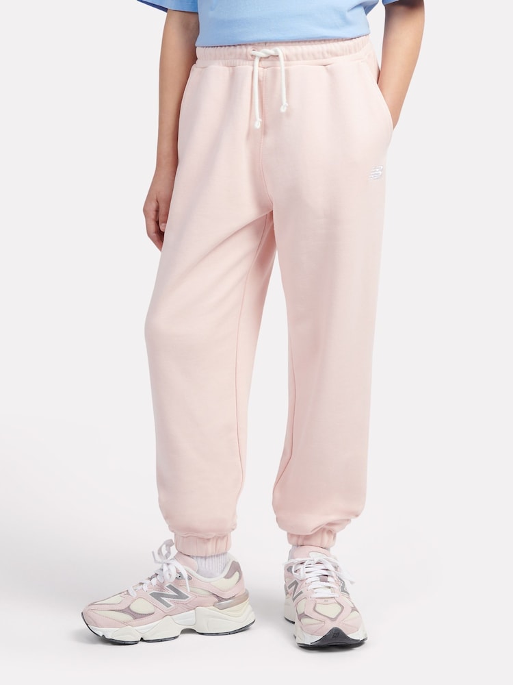 New Balance Pink Kids French Terry Small Logo Joggers - Image 1 of 8